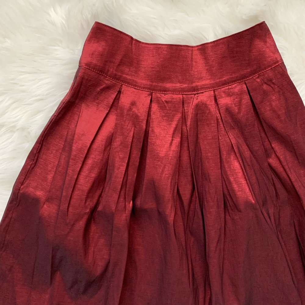 Elegant Red Pleated Skirt